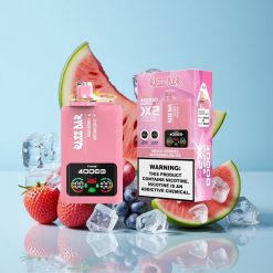 Razz Bar 40000 Puffs عصير التوت المختلط_بطيخ مثلج شاشة عرض الطاقة 1.0Ohm 2 Mesh Coil بطارية 650 مللي أمبير منفذ Type-C