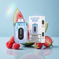 Razz Bar 50K Puffs سيجارة إلكترونية للاستخدام مرة واحدة توت العليق بطيخ 1.0 Ohm Mesh Coil